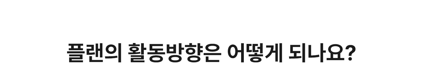 플랜의 활동방향은 어떻게 되나요?